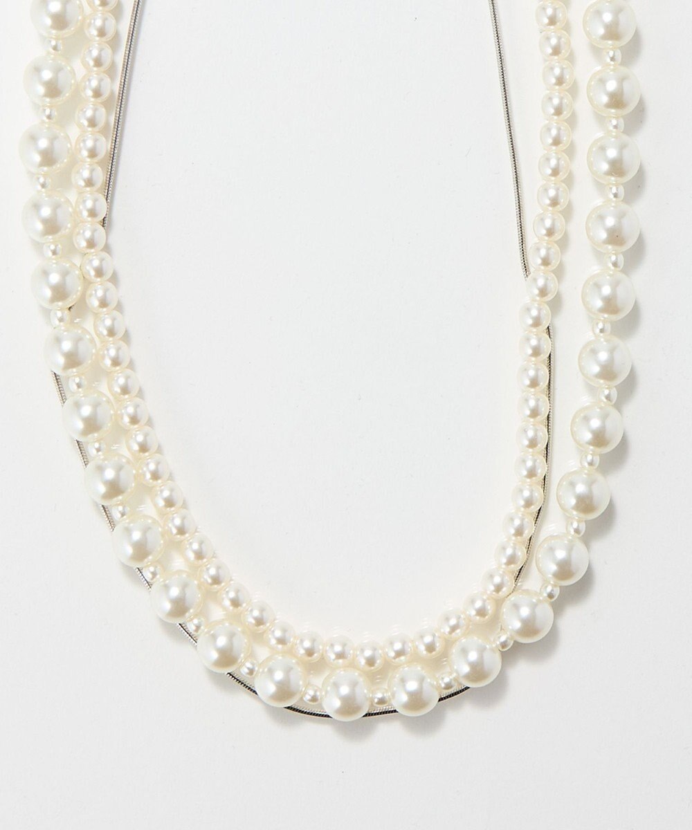 Phoebe 3連ハンサムパールチェーンネックレス 