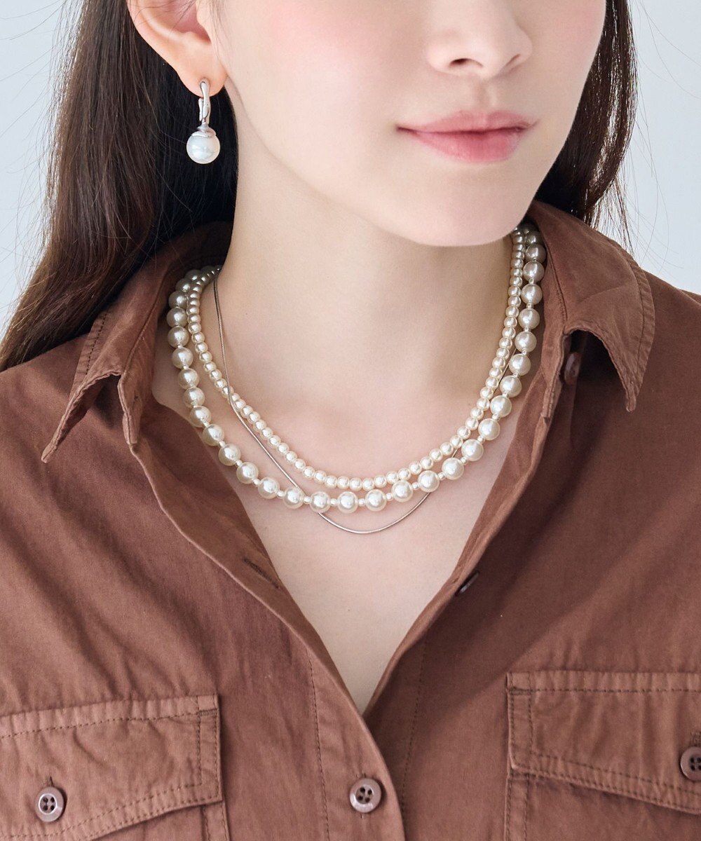 Phoebe 3連ハンサムパールチェーンネックレス 