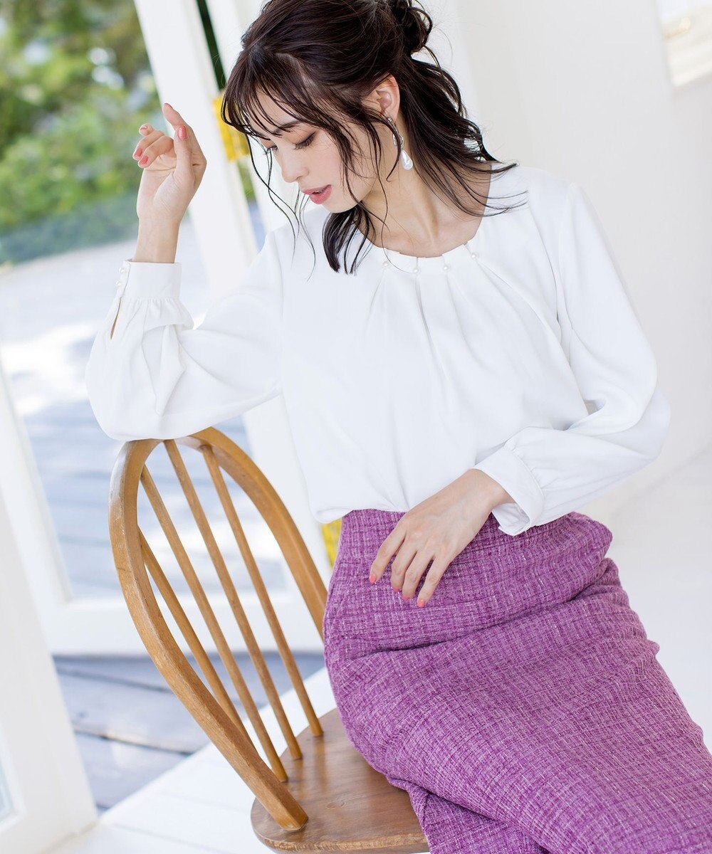 Tiaclasse 【洗える】大人華やかなツイードフレアスカート 