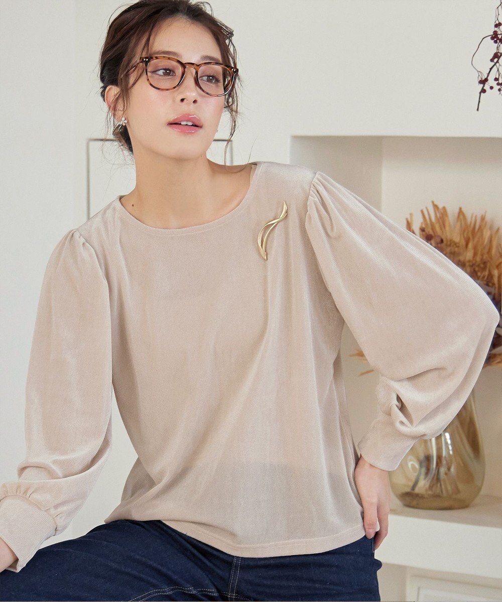 Tiaclasse 【洗える】ベロアチュールカットソートップス 