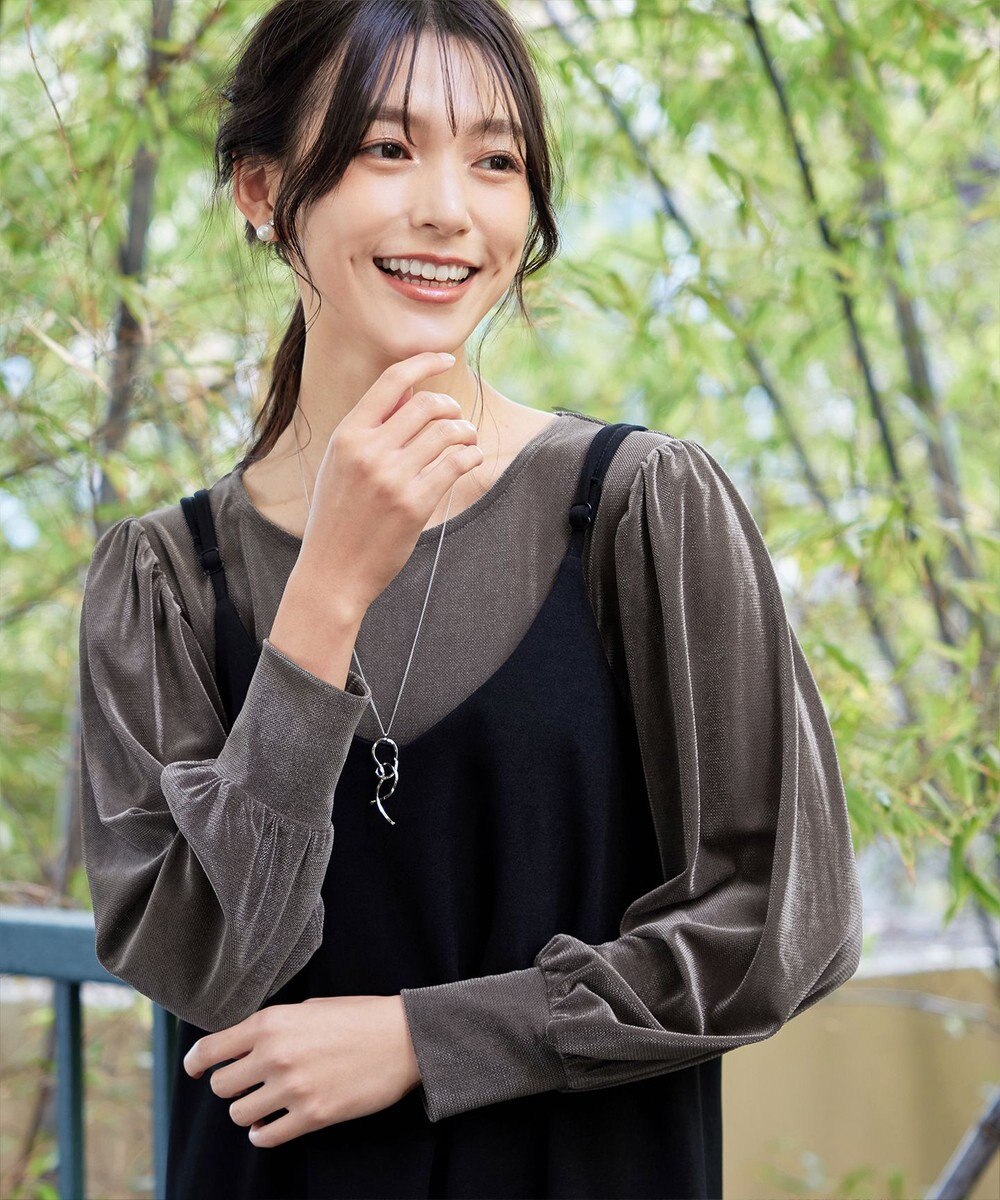 Tiaclasse 【洗える】ベロアチュールカットソートップス 