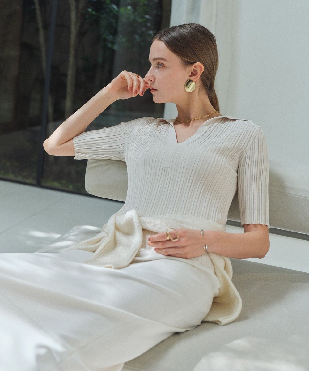 BEIGE， LABRADO / ランダムリブ スキッパーニット 