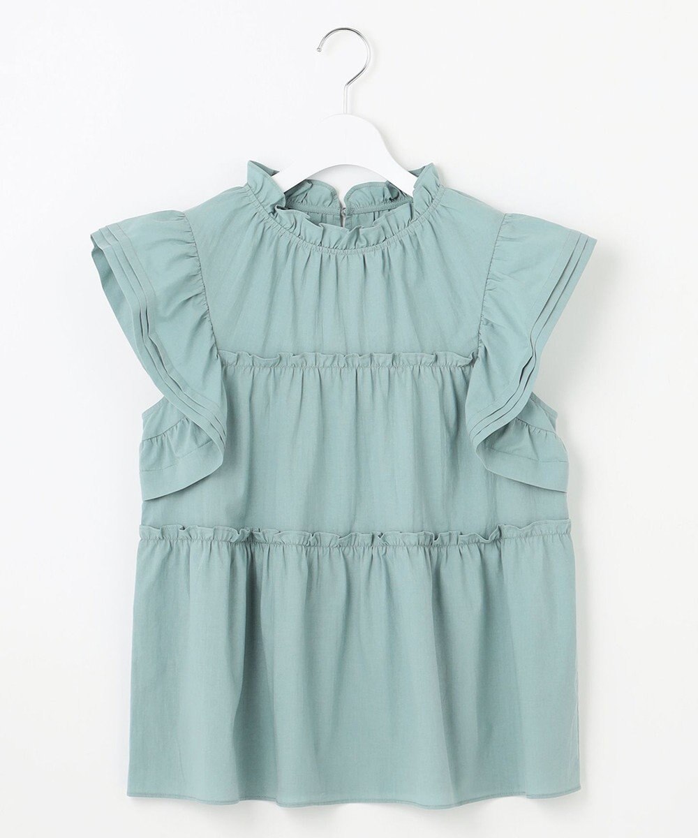 Feroux 【洗える】ペプラムシルエットフリルブラウス 