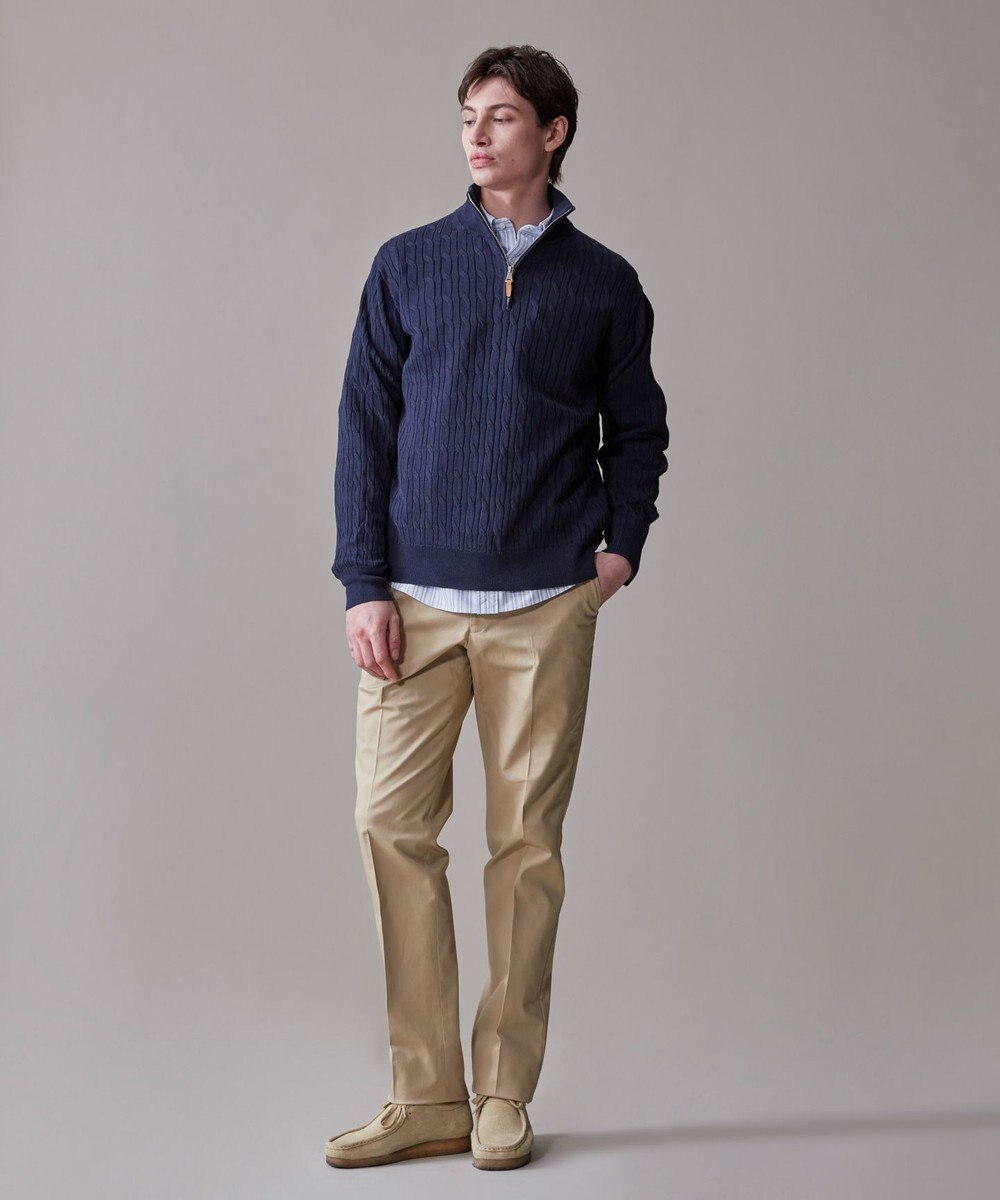 J.PRESS MEN ギマコットン ケーブルハーフジップ ニット 