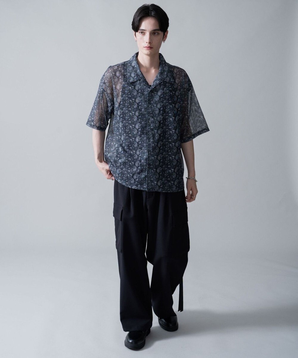 WEGO メッシュパターンオープンカラーシャツ（SS） 