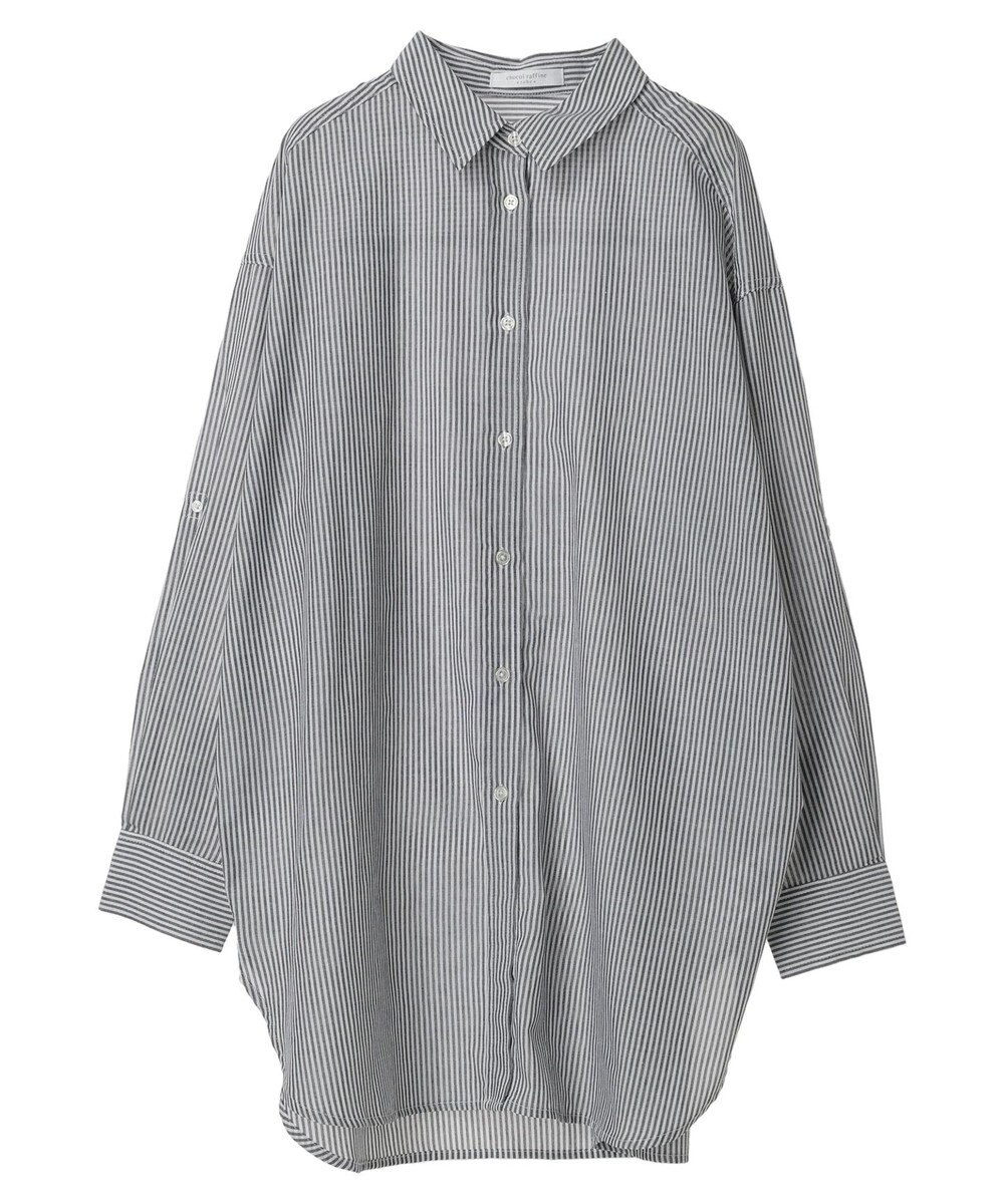 Green Parks 綿麻混タブ付オーバーサイズシャツチュニック 