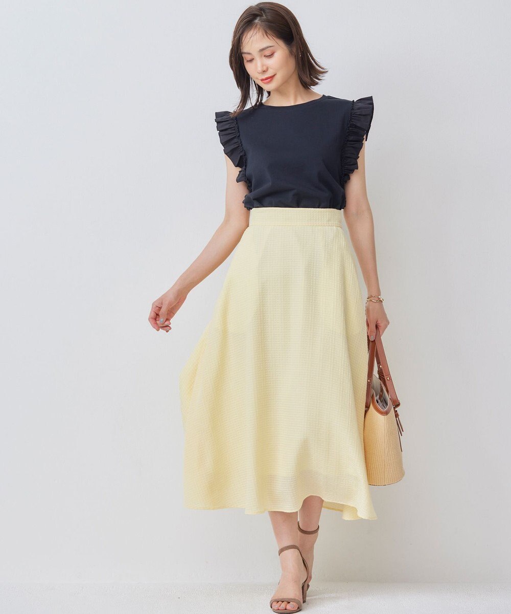 組曲 ステッチストライプドビー フレアスカート 