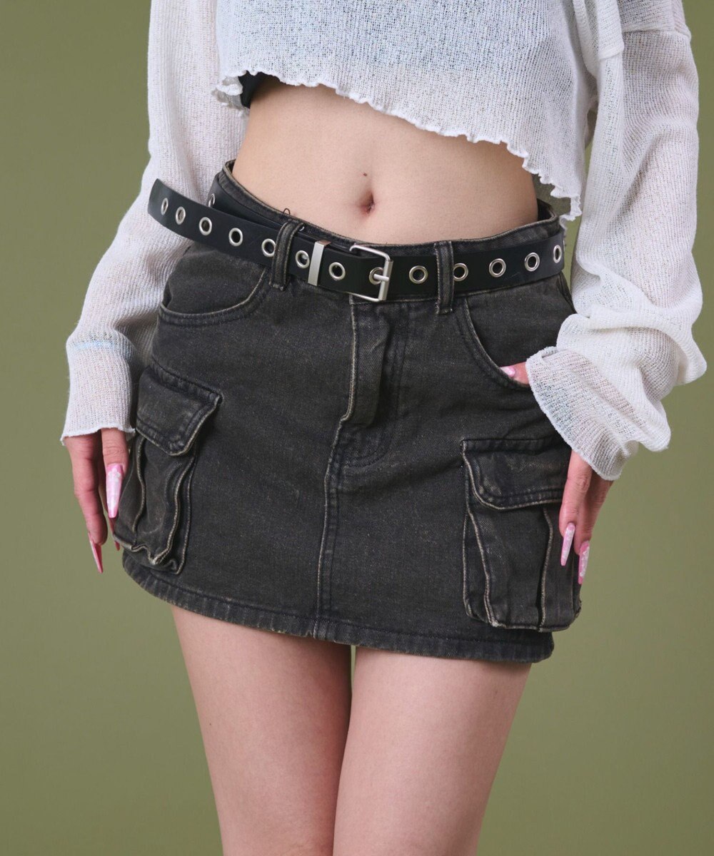 WEGO ハトメベルトカーゴデニムスカパン 