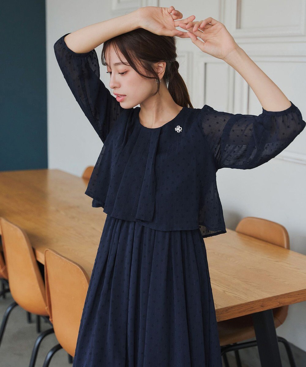 Tiaclasse L 【洗える】シフォンドレープワンピース 