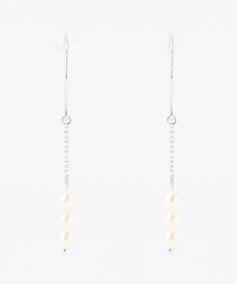 WEB限定】FRILL PEARL SWING PIERCED EARRINGS K10ホワイトゴールド