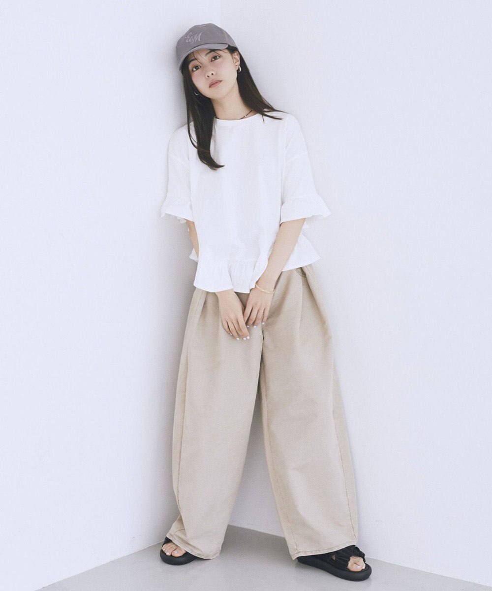 earth music&ecology ピグメントフリルTシャツ 