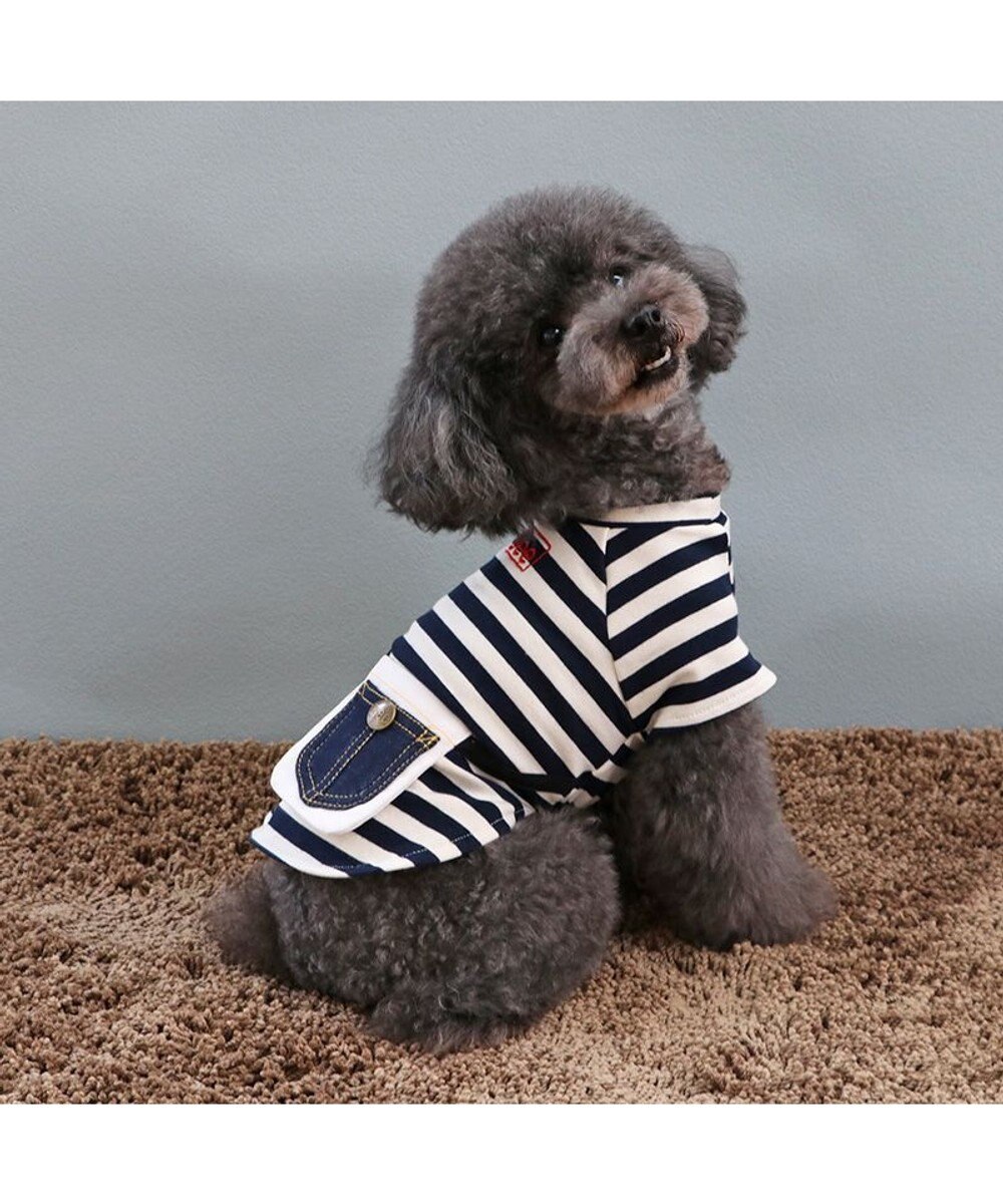 PET PARADISE  Lee ボーダー Tシャツ   デニム ポーチ風 小型犬 