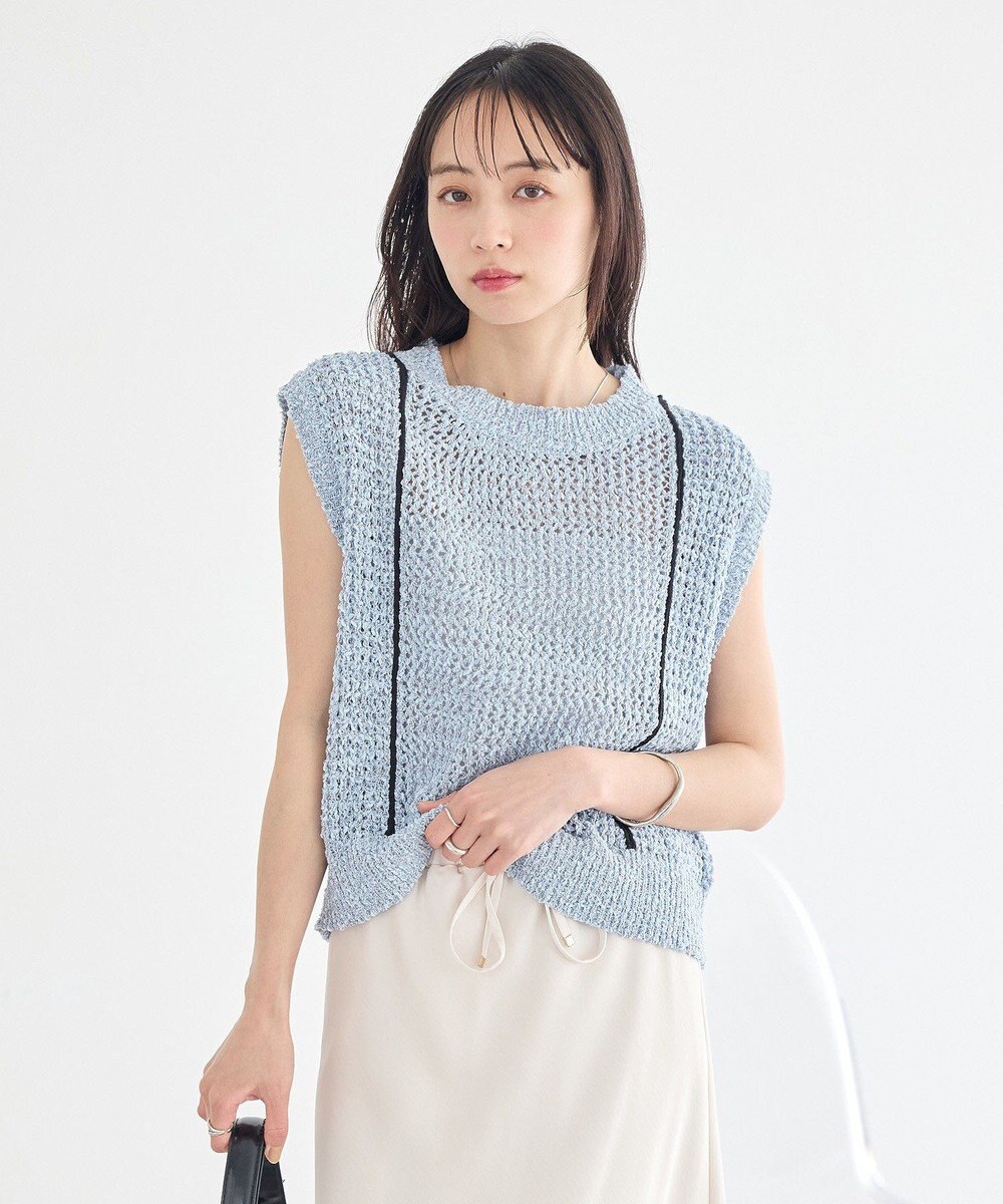 earth music&ecology 配色ラインＭＩＸニットベスト 