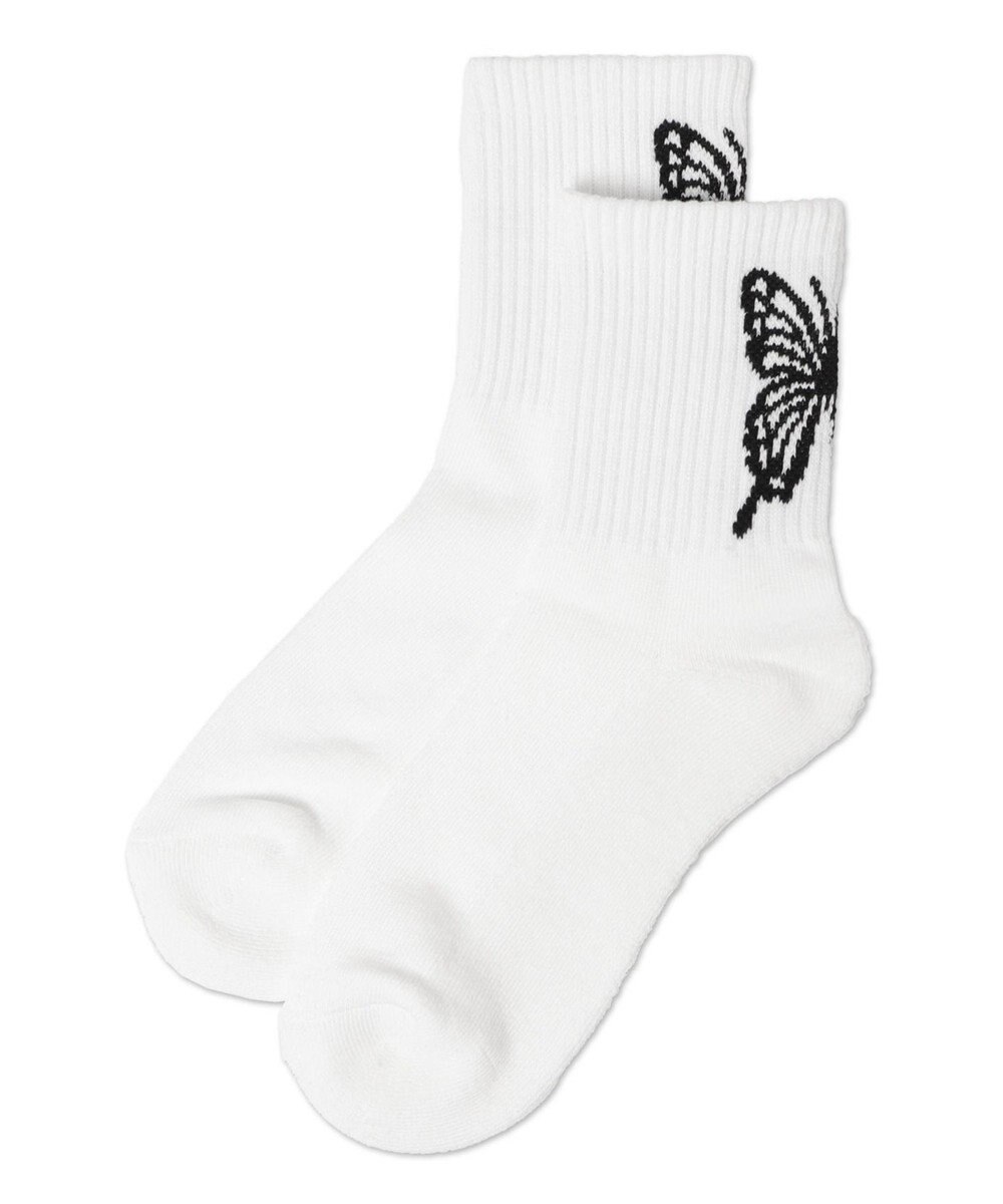 WEGO バックバタフライクルーソックス 