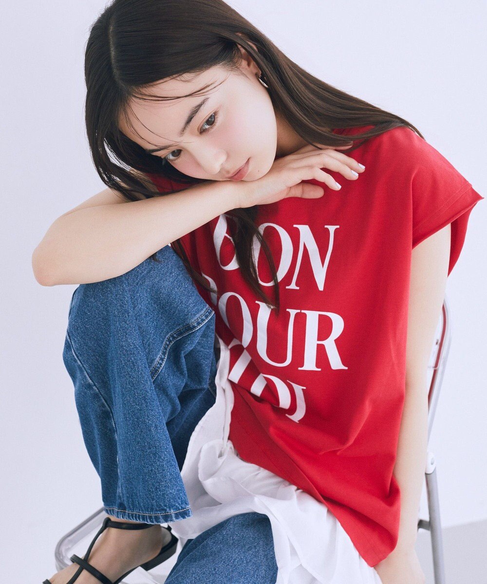 earth music&ecology 【綿100％】フレンチスリーブプリントＴシャツ 