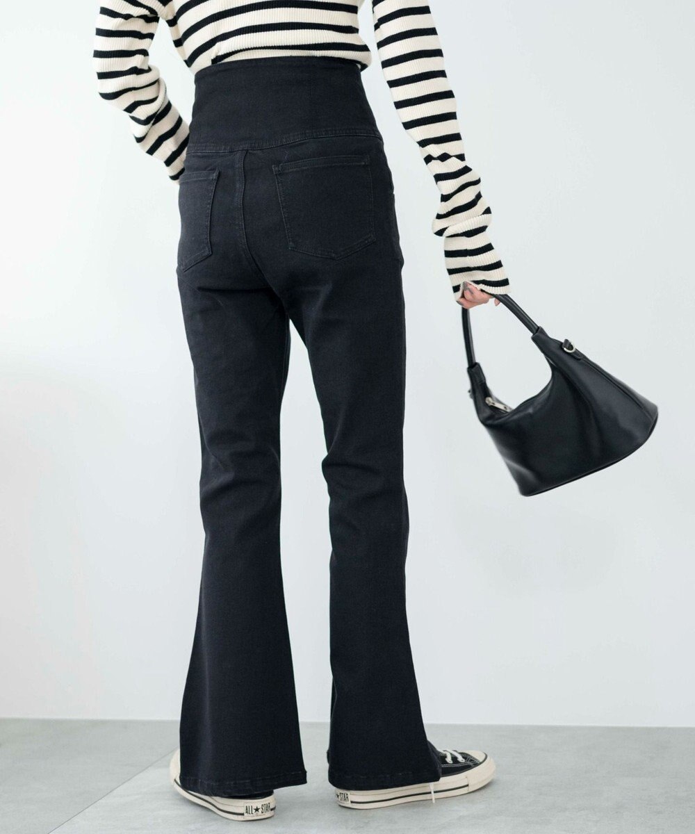 WEGO ハイウエストストレッチフレアデニムパンツ 