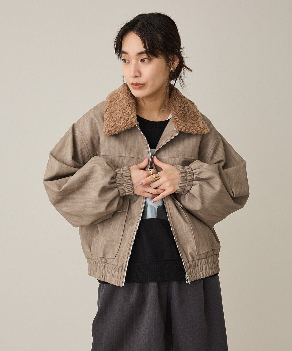 CRAFT STANDARD BOUTIQUE フェイクレザー衿ボアブルゾン 