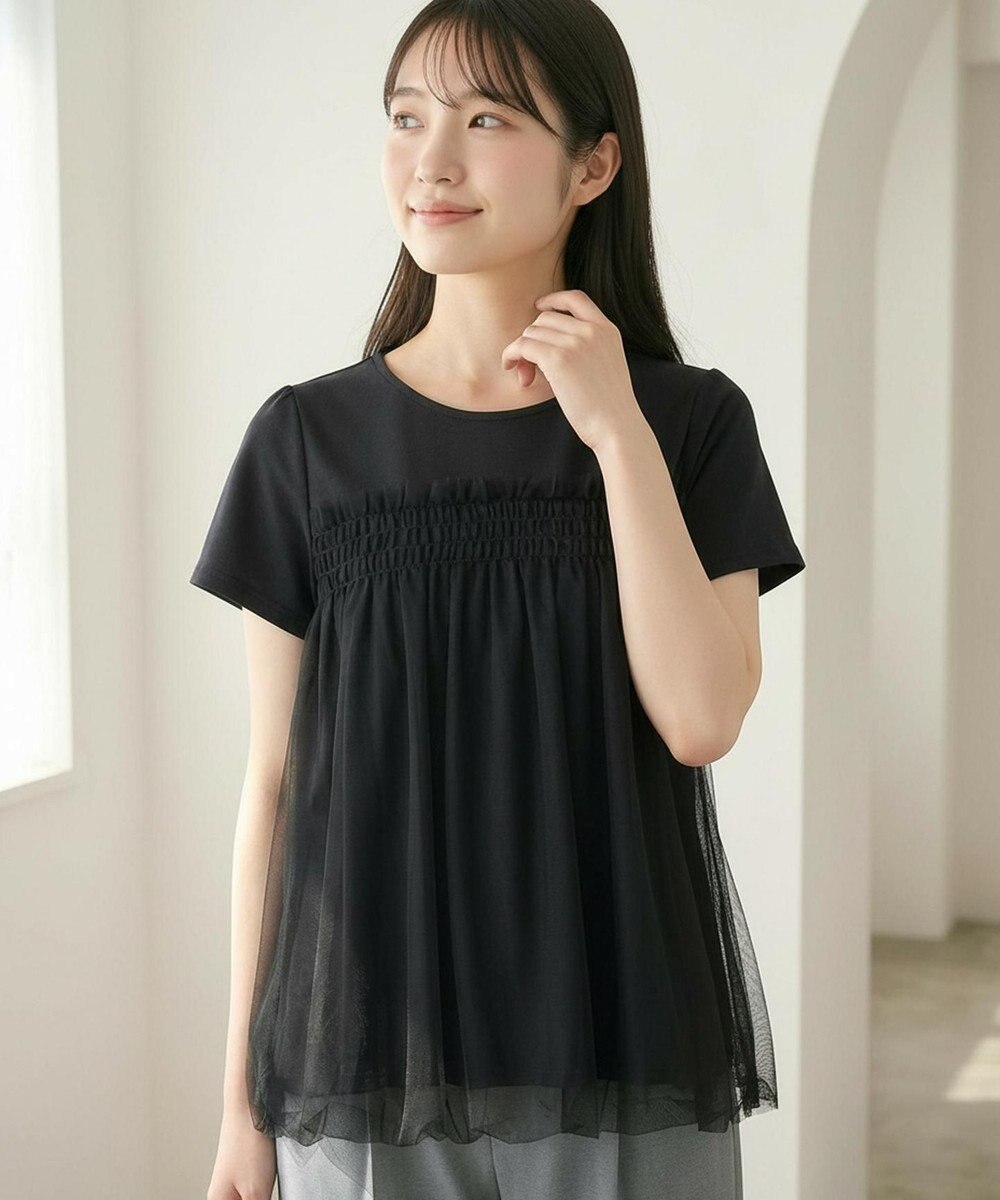 Feroux 【汗ジミが目立たない・洗える】バルーンチュール Tシャツ 