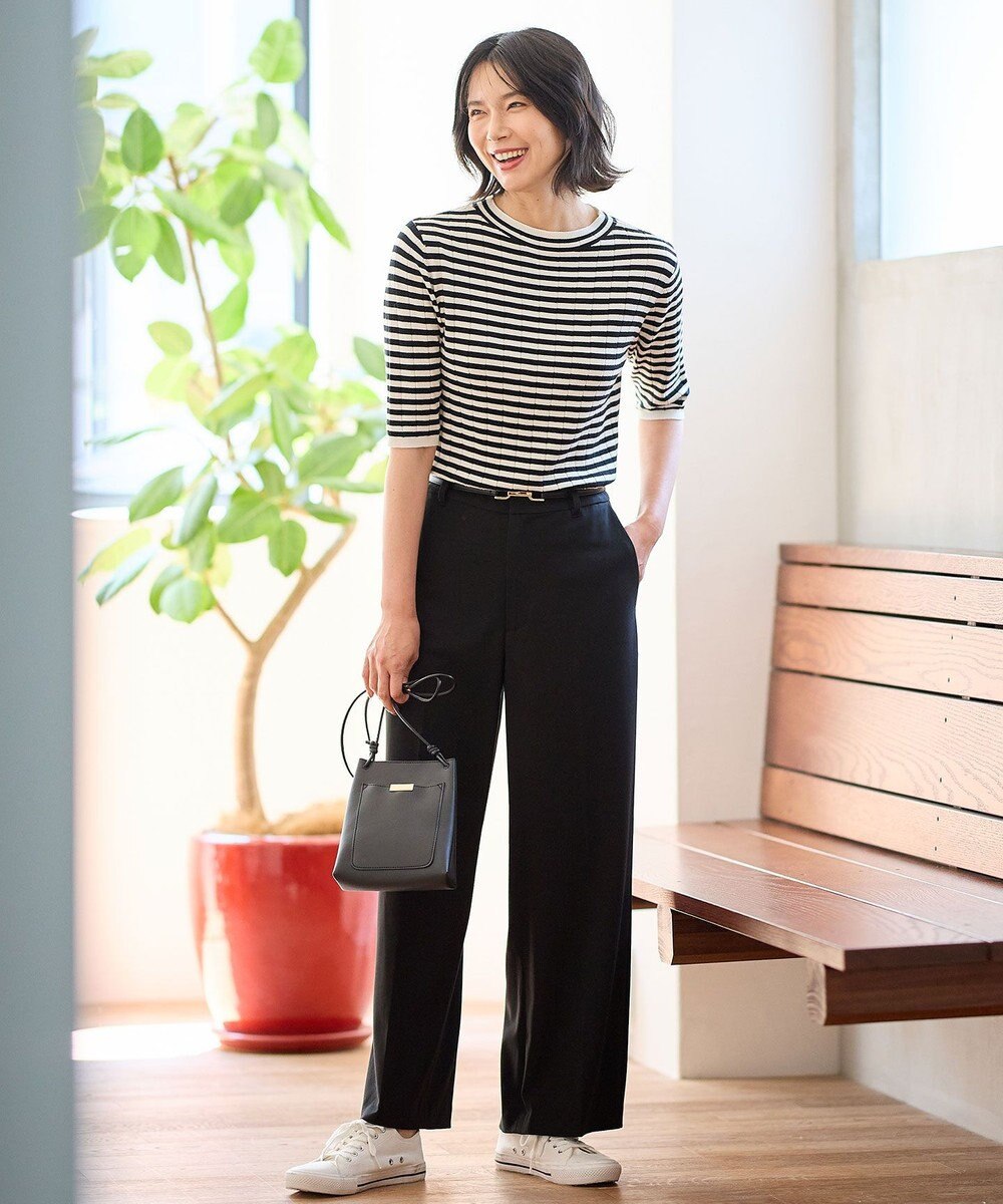 ANY リブボーダーニット 