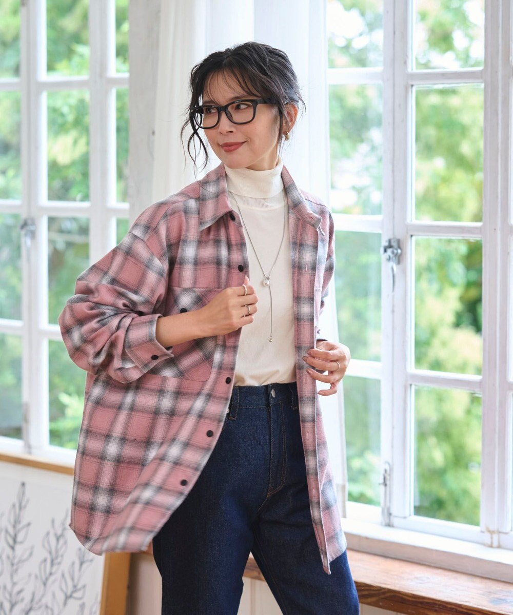 WEGO 【2025年秋冬新作/SMLサイズ展開/ユニセックス着用ITEM】オンブレチェックネルシャツ（LS） 