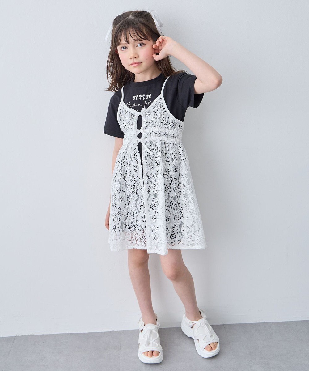ANY KIDS 【2点セット】Tシャツ×レース キャミソールチュニック 