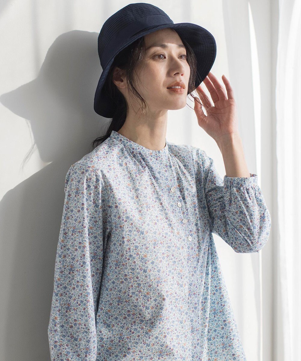 J.PRESS LADIES L 【洗える】Liberty Lilibet＆Hannah Rose バンドカラー ブラウス 