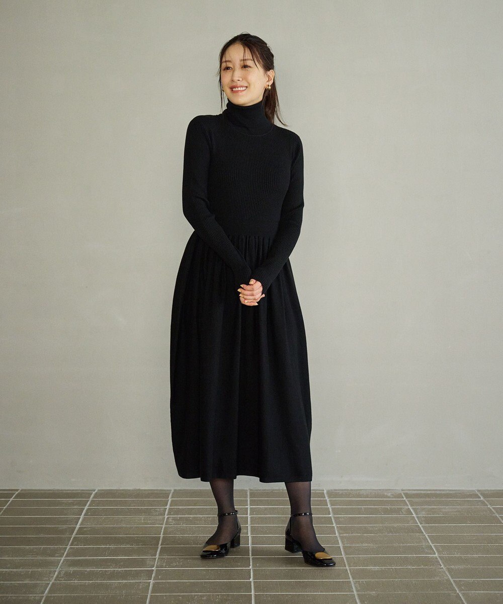 #Newans 【カシミヤ混】フィット＆フレアニットワンピース 