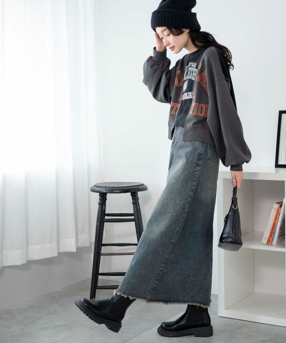 WEGO リメイク風切り替えショートスウェット 