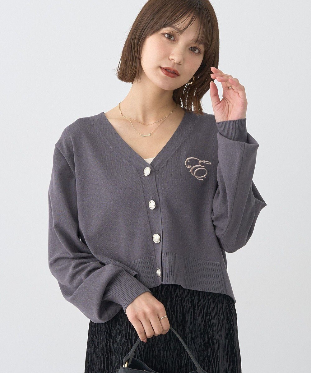 earth music&ecology ロゴ刺繍カーディガン 