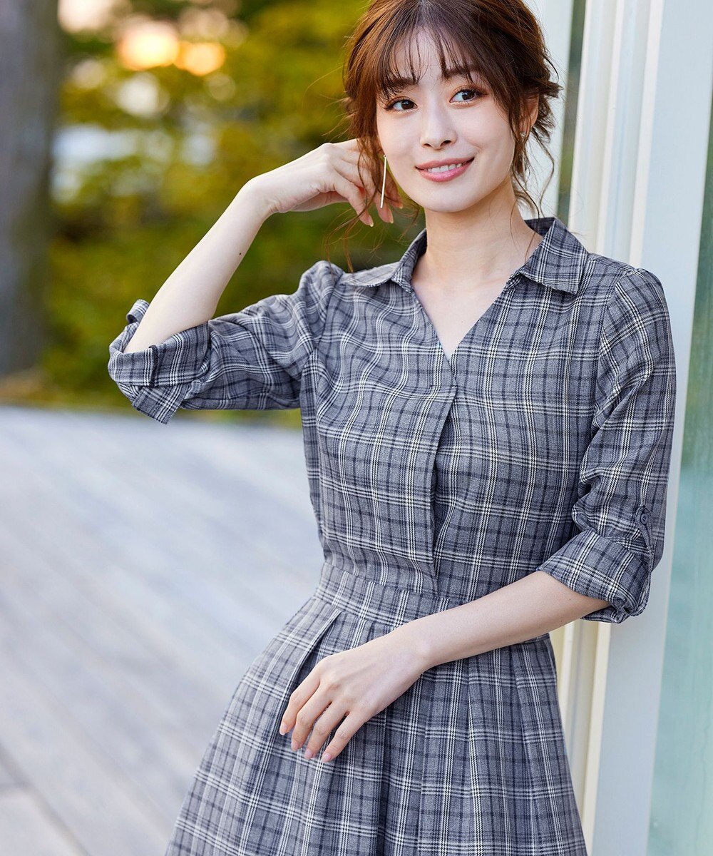 Tiaclasse L 【洗える】小顔効果も期待できるスキッパーシャツワンピース 