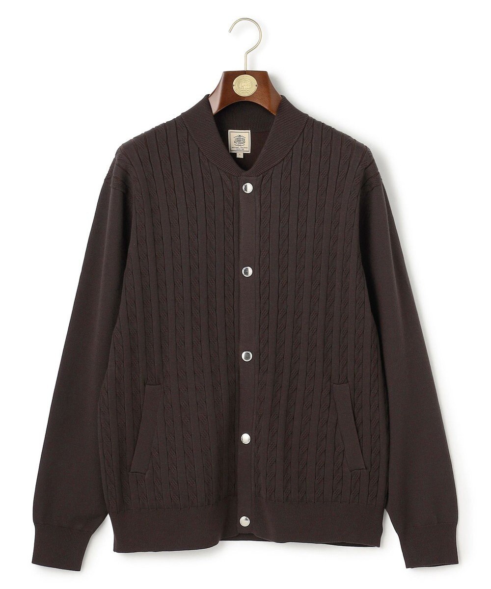 J.PRESS MEN 羽織るだけで整う大人の品格【ストレッチ / イージーケア】【FLEX YARN】ケーブルニット ブルゾンライク カーディガン 