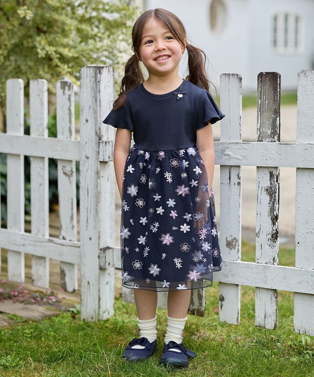 ANY KIDS 刺繍チュールワンピース 
