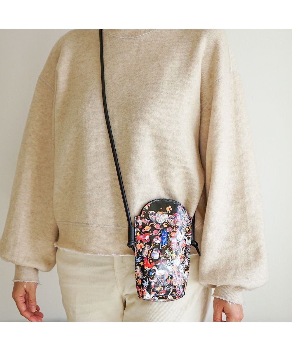 tsumori chisato CARRY 森のどうぶつたち ポーチ スマホポシェット ショルダーケース 