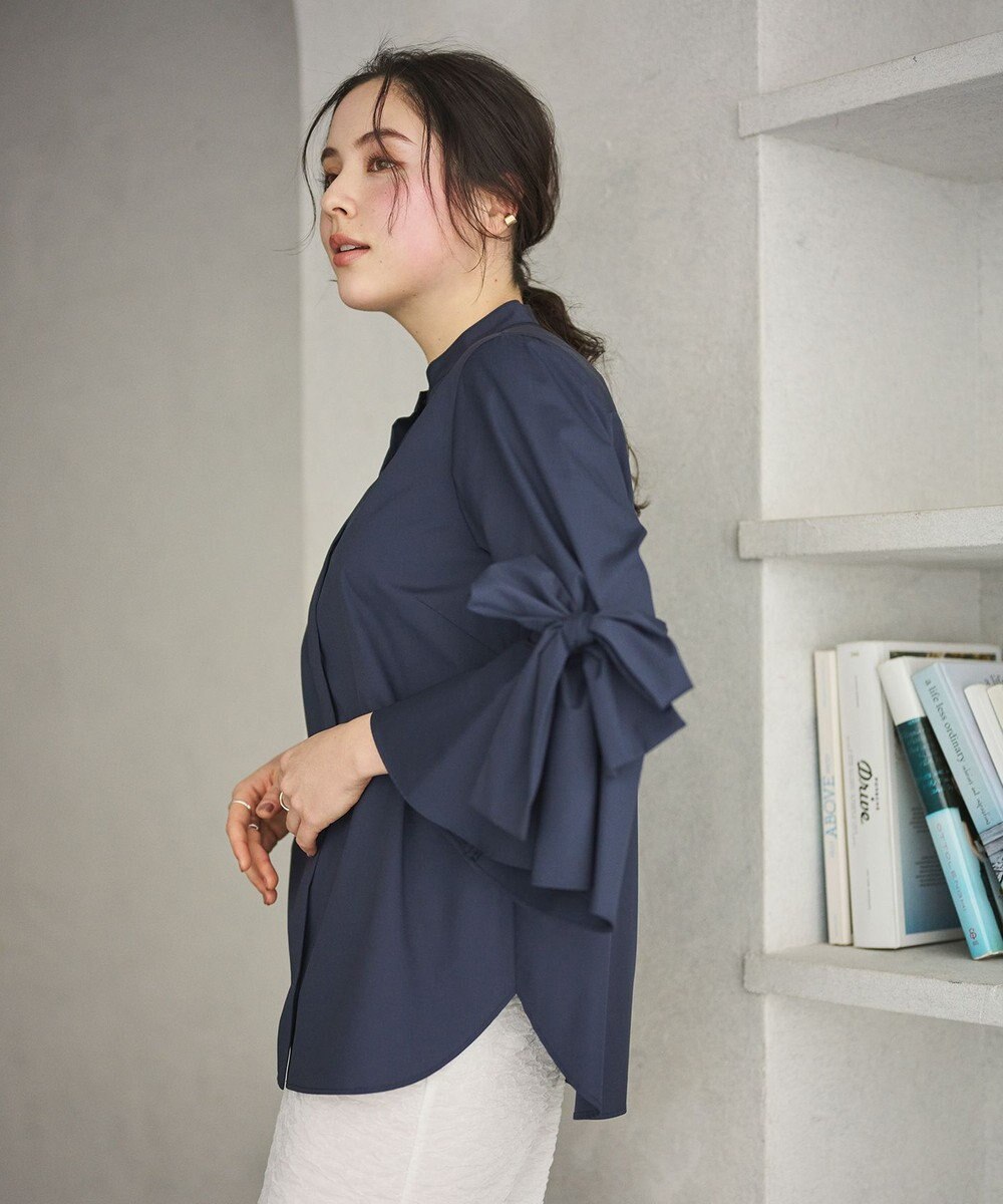 #Newans 【洗濯機可能/シワになりにくい】リボンカフスブラウス 