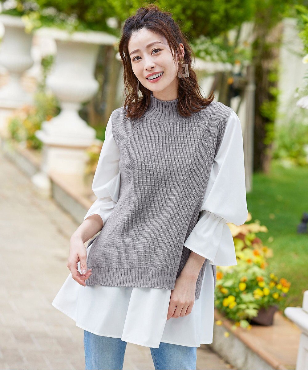 Tiaclasse L 【洗える】着回し自在のニットベスト＆フレア袖チュニックセット 