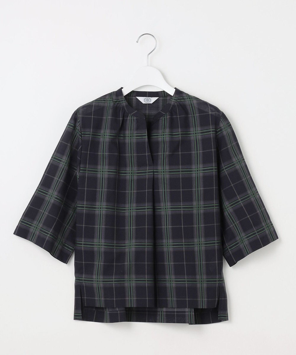 J.PRESS LADIES 【WEB限定カラーあり・洗える】SOFT SHEER チェック キーネック ブラウス 