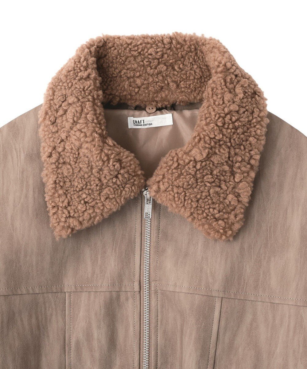 CRAFT STANDARD BOUTIQUE フェイクレザー衿ボアブルゾン 