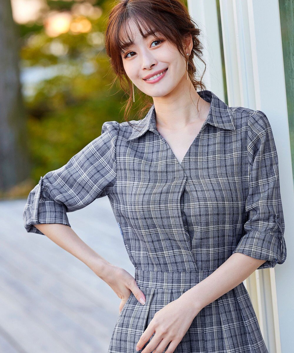 Tiaclasse L 【洗える】小顔効果も期待できるスキッパーシャツワンピース 