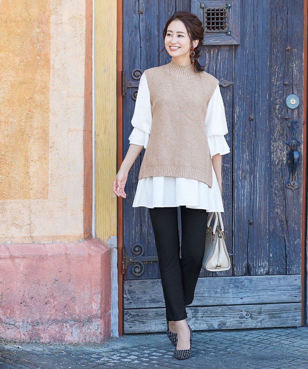 Tiaclasse L 【洗える】着回し自在のニットベスト＆フレア袖チュニックセット 