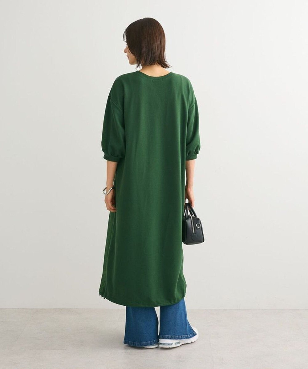 Green Parks ７分袖裏毛ドッキングロゴワンピース 