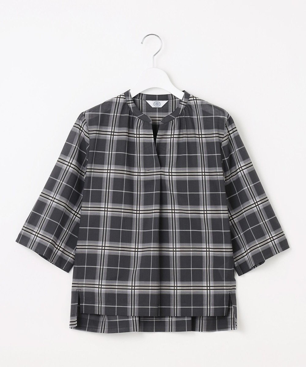 J.PRESS LADIES 【WEB限定カラーあり・洗える】SOFT SHEER チェック キーネック ブラウス 