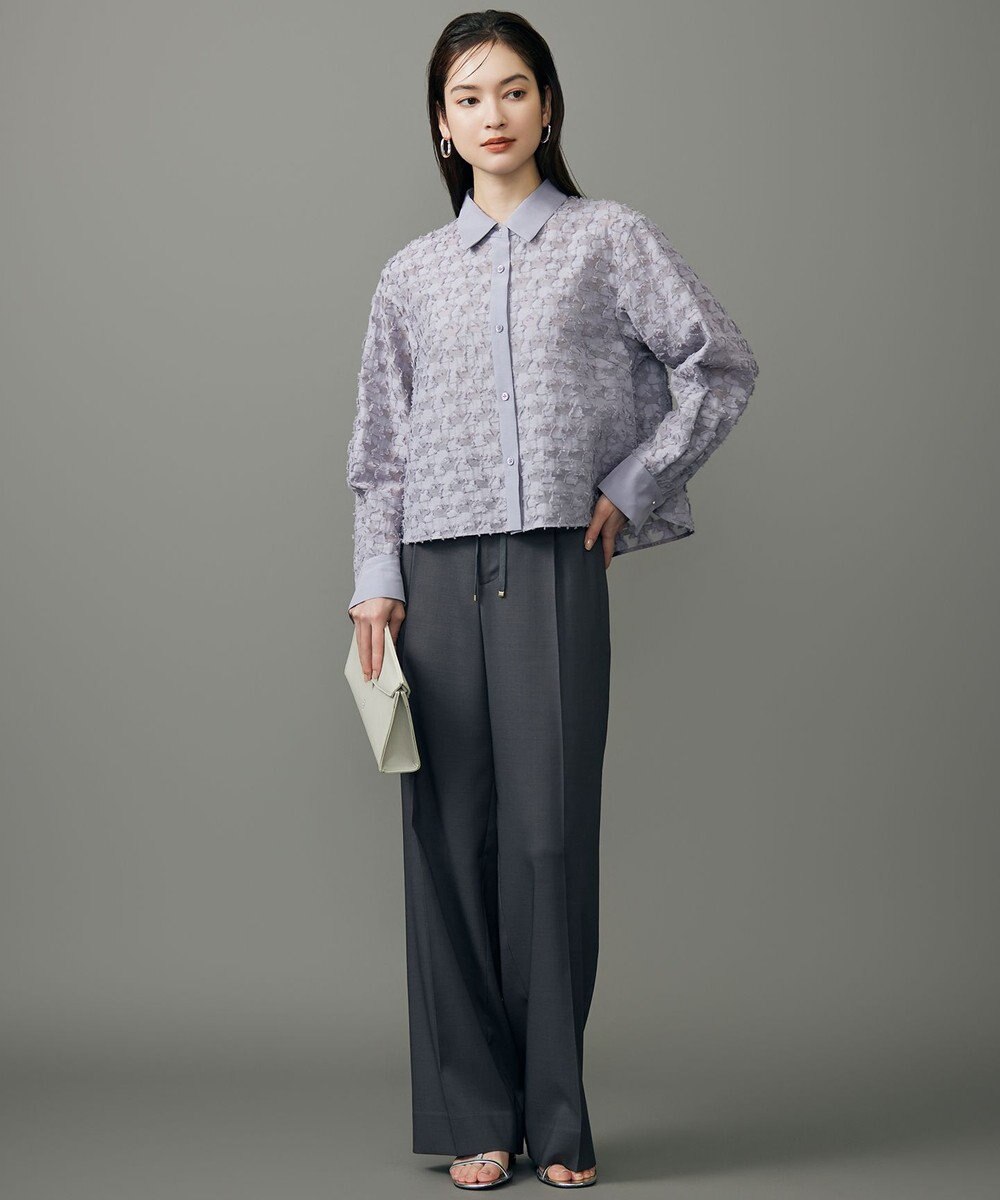 自由区 シアージオメトリックジャカードクロップド丈 ブラウス 