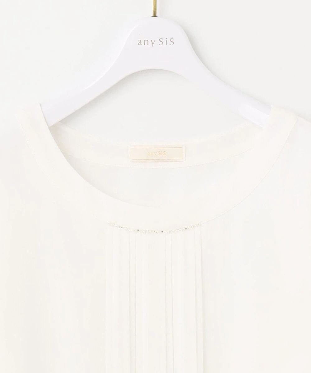 ANY SIS L 【洗える】フロントプリーツシフォンブラウス 
