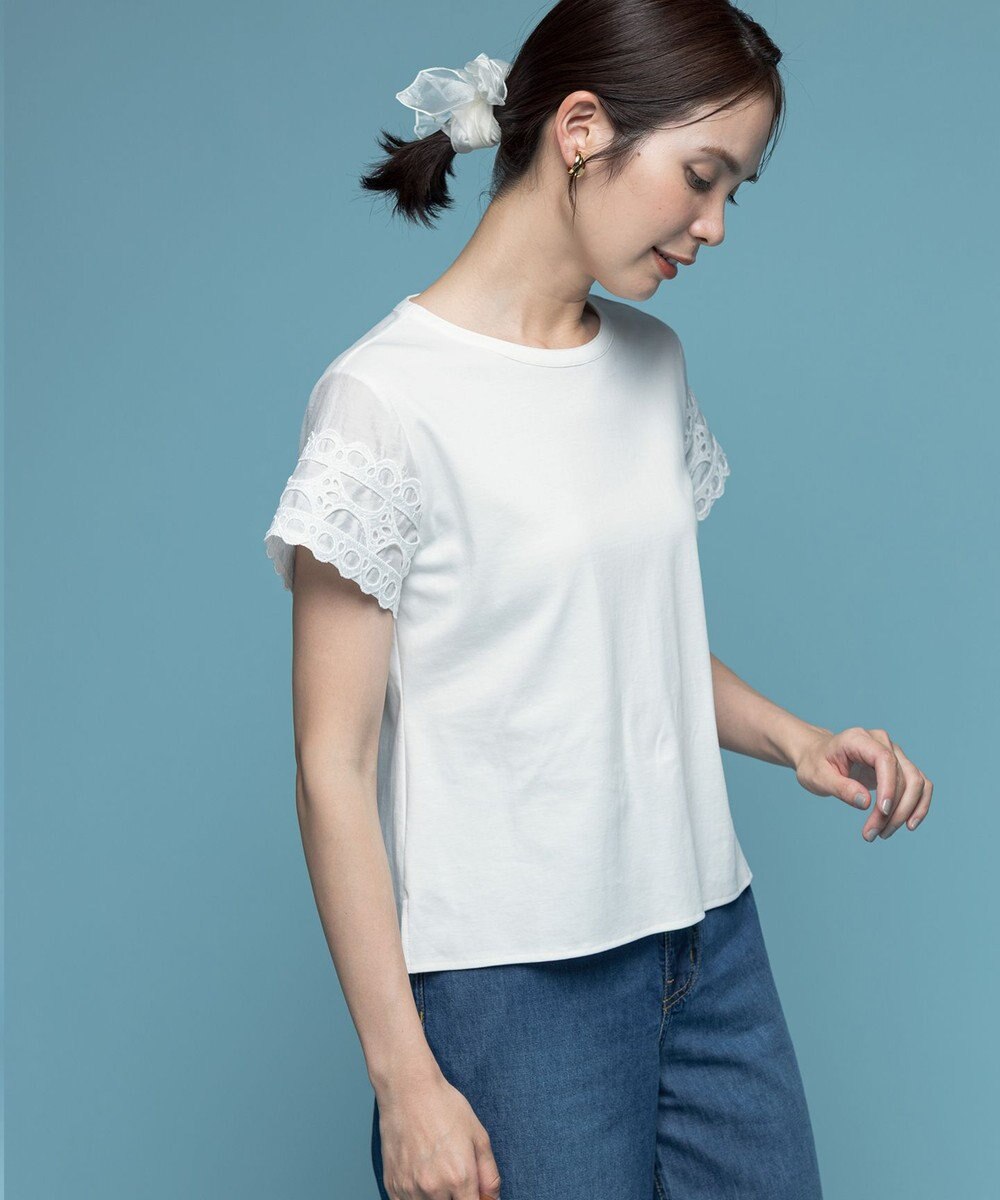 組曲 レーススリーブシルケット カットソー 