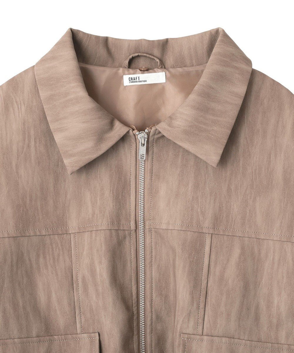 CRAFT STANDARD BOUTIQUE フェイクレザー衿ボアブルゾン 