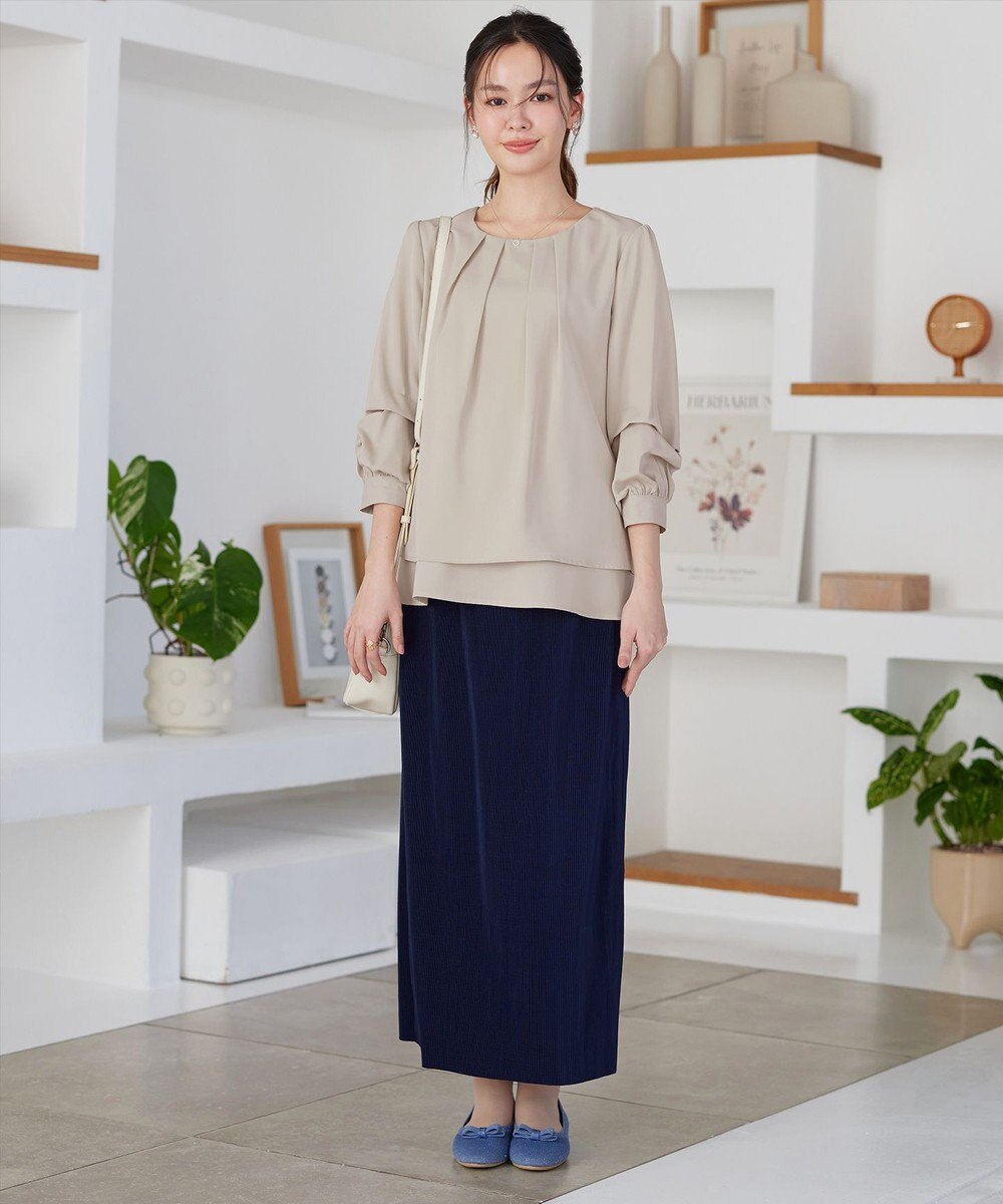 Tiaclasse つまみタック袖レイヤードブラウス 