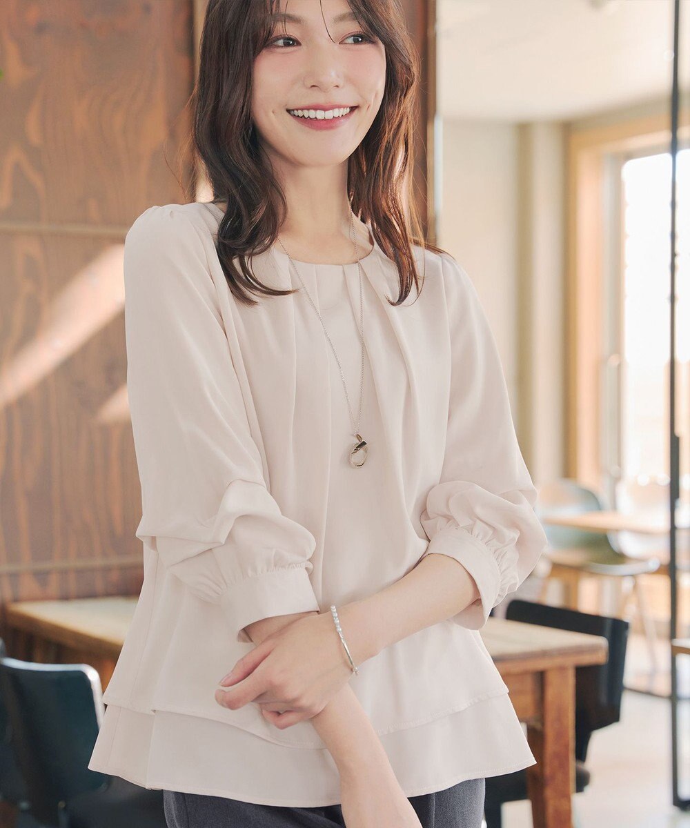 Tiaclasse つまみタック袖レイヤードブラウス 