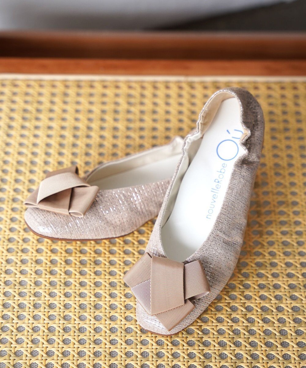 nouvelleRobe Oū サイズ追加【本革・高反発】Big Ribbon スクエアトゥ パンプス 