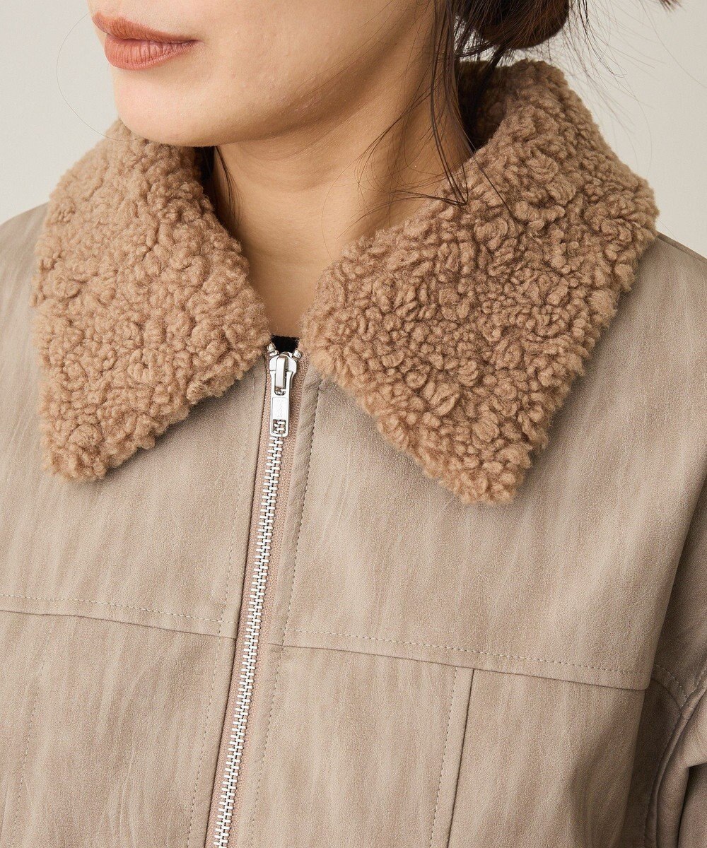 CRAFT STANDARD BOUTIQUE フェイクレザー衿ボアブルゾン 