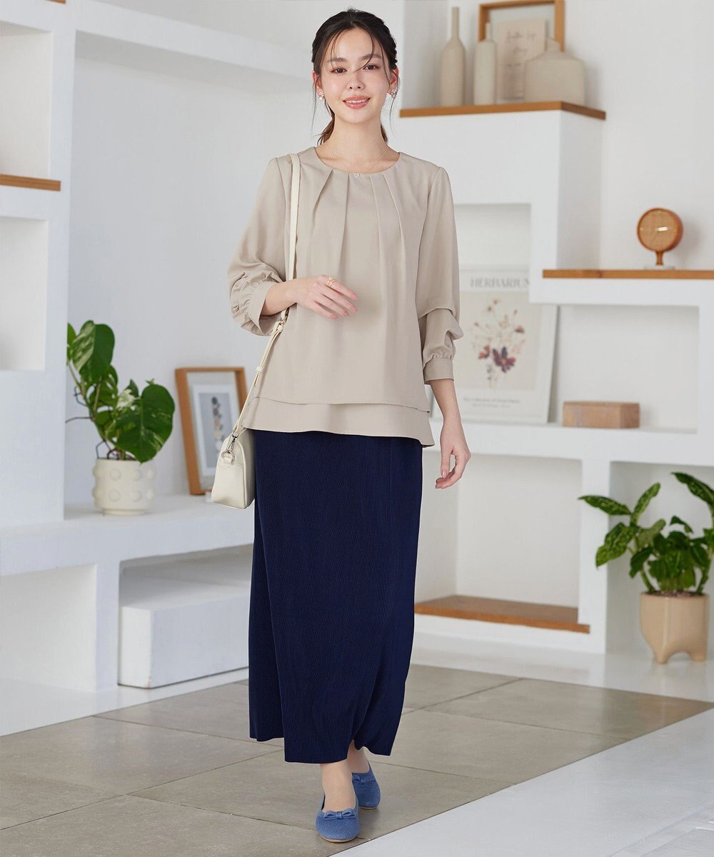 Tiaclasse つまみタック袖レイヤードブラウス 